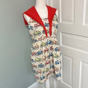 ModCloth Fervour Smocked Cotton Bicycle Print Dress Size Red halter size 00